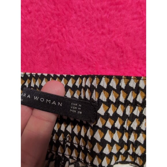 Zara Geometric Print Women's Pull On Pants Size M Pockets READ - Picture 6 of 11